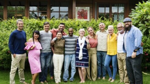 Group of diverse friends taking a photo together